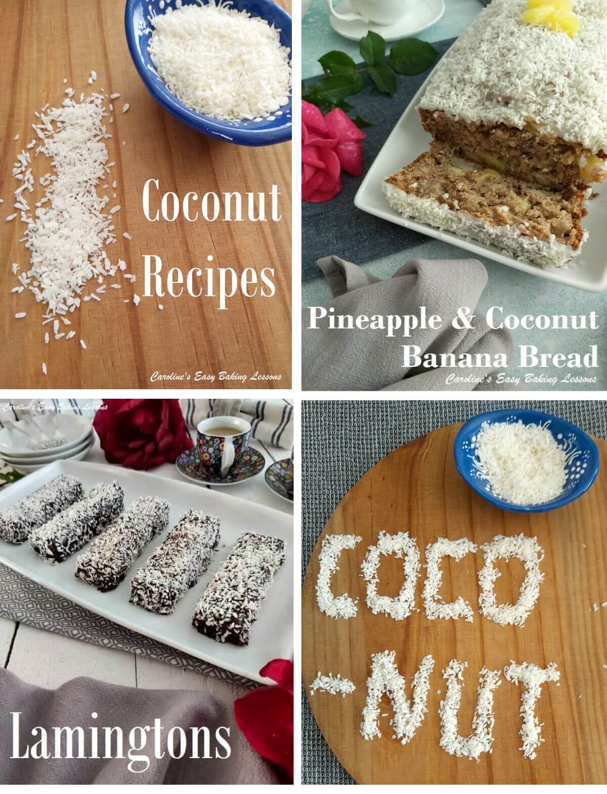 Collage of coconut recipes with title.